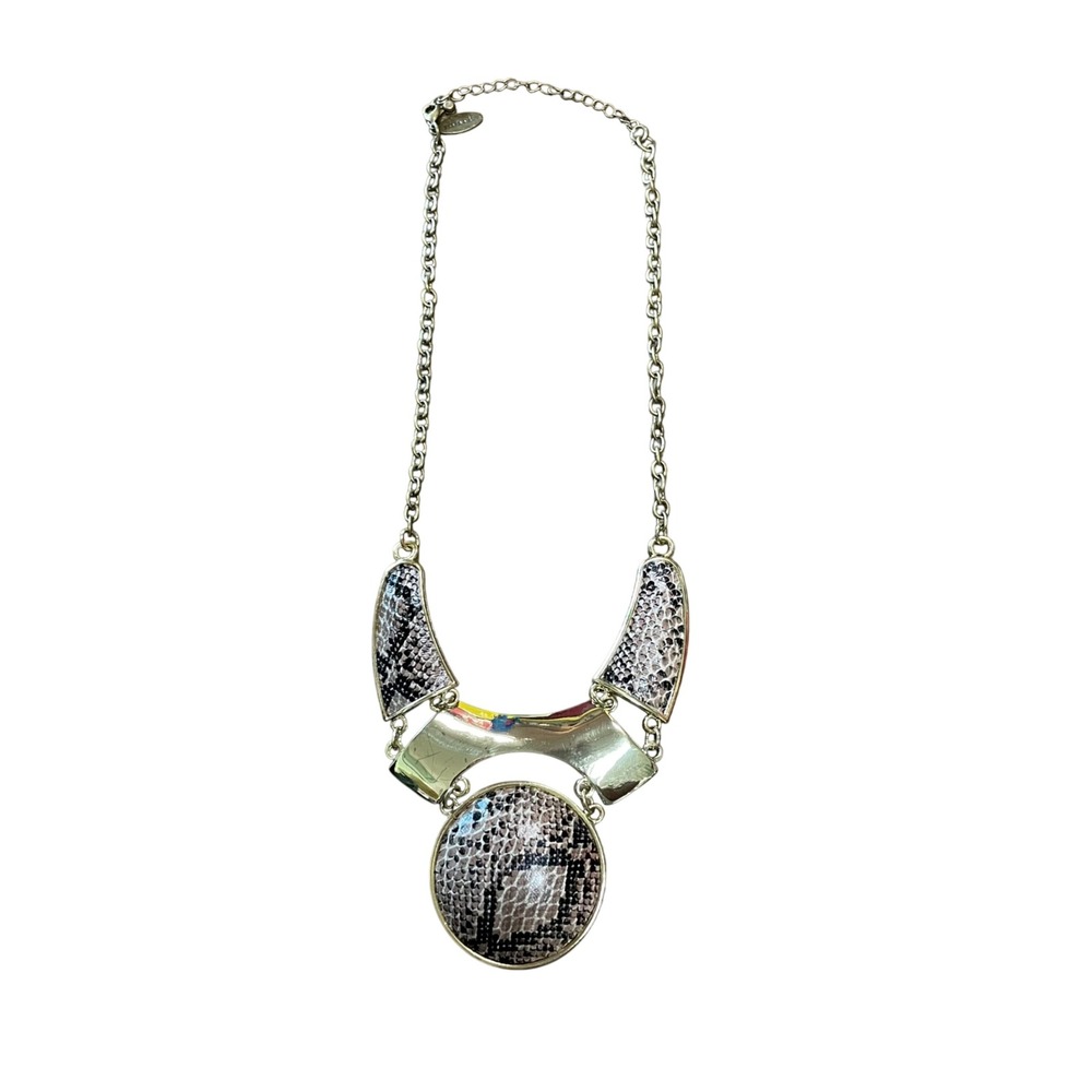 Mark. Gold‎ Tone Statement Necklace with Snakeskin Print Accents
